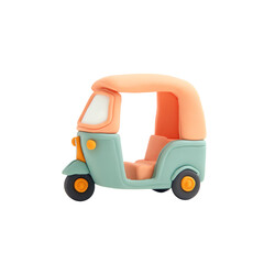 Fototapeta premium Pastel clay tuk-tuk taxi, three-wheeler icon isolated
