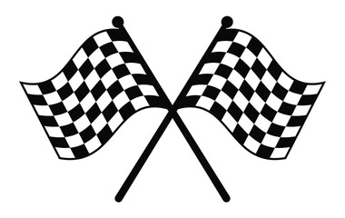 Crossed Racing Flags – Checkered Flag Vector Silhouette

