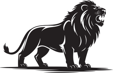 Bold lion silhouette roaring powerfully design element for branding or impactful animal logo inspiration