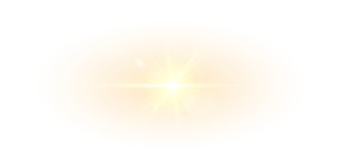 Yellow Star Flash with Sparkles .Soft Sun Glow PNG, Isolated Light Effect with Lens Flare, No Rays, Subtle Sunlight Vector for Transparent Background, Highlight, and Bright Design Projec