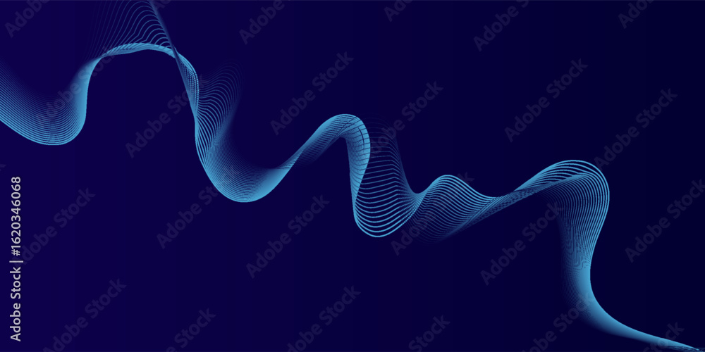 Aufkleber abstract glowing wave lines on dark blue background. dynamic wave pattern.