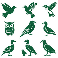 Obraz premium A cute collection of cartoon vector birds and funny animals illustration with colorful feather, beak, and wing design