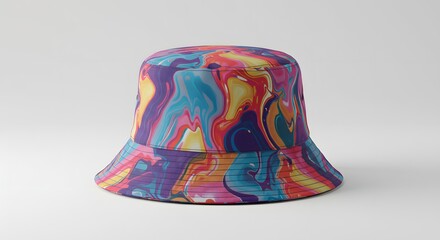 Colorful Abstract Bucket Hat with Liquid Swirl Design