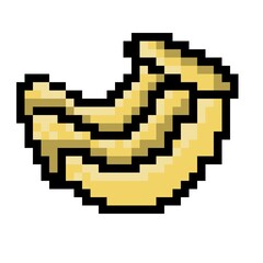 Fototapeta premium Pixel Art Style Illustration of Vibrant Yellow Banana Bunch