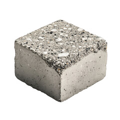 Exposed aggregate concrete block isolated on transparent background