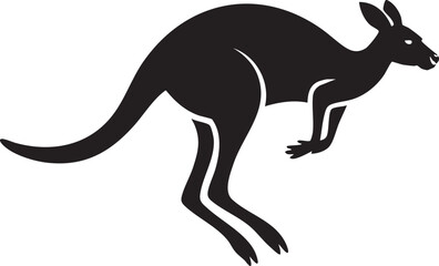 Dynamic kangaroo silhouette leaping forward with power and grace for conservation projects or travel branding
