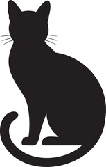 Elegant black cat silhouette with graceful pose for design projects, crafts and creative works