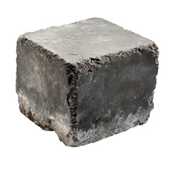 Worn dark concrete block isolated on transparent background