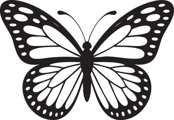 Elegant butterfly design for coloring books and nature-themed projects, a beautiful monochrome silhouette