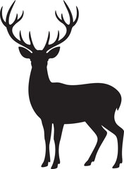 Obraz premium Elegant deer silhouette with majestic antlers isolated on white for holiday crafts and rustic designs