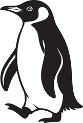 Elegant penguin waddling forward in black and white for branding or children's designs