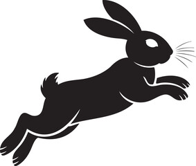 Graceful black rabbit leaping forward adds playful charm to Easter designs or springtime projects for a touch of whimsy