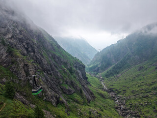 Cable car on the way to Robiei at the Swiss alps