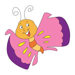 A smiling while flying a butterfly