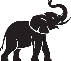 Majestic elephant silhouette with raised trunk offering good luck and symbolizing strength and power