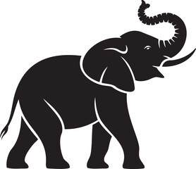 Majestic elephant silhouette with trunk raised high in celebration for logo design and brand identity projects