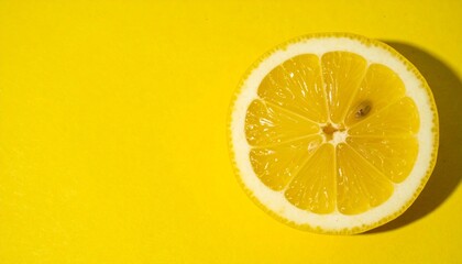 Lemon slice on yellow background 