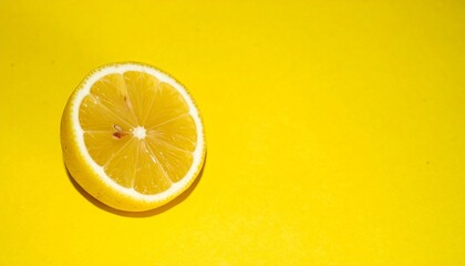 Lemon slice on yellow background 