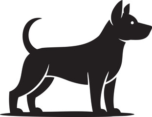 Striking silhouette of a loyal dog standing alert, perfect for branding or pet-related business designs