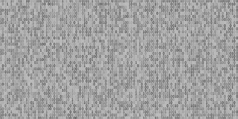 Binary code, artificial intelligence. Program code. Computer background of numbers in the form of a tunnel. Analytics, sorting, structuring, transfer of information. Gray background with a data stream