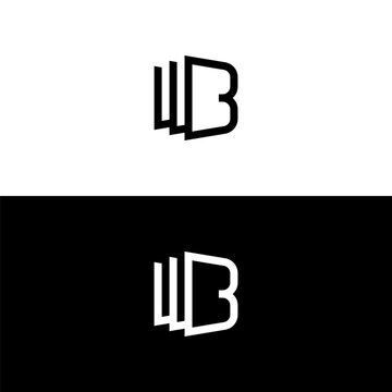 Letter B WB BW Logo Window Frame Symbol Parallel Layer Stacked Element Vector Design Template