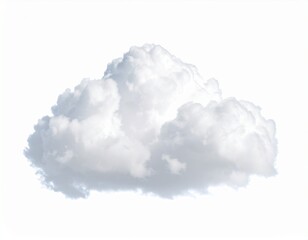 Fluffy White Cloud Isolated on White Background Perfect for Wellness Designs.