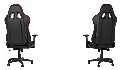 Modern comfortable gaming chair isolated on white background. Back view.