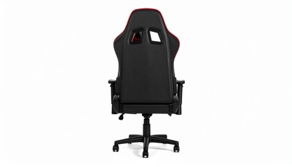 Modern comfortable gaming chair isolated on white background. Back view.