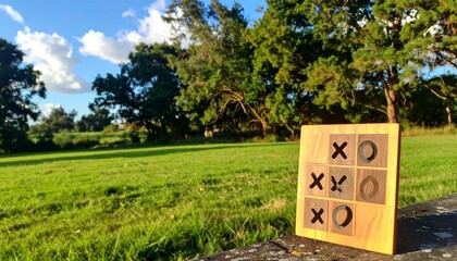 tic tac toe game outside grass season 