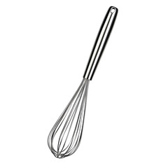 Professional Steel Whisk Isolated on White Background for Culinary Designs and Kitchen Concepts