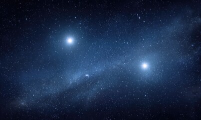 Fototapeta premium Cosmic expanse, three bright stars, faint nebula