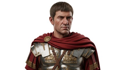 Roman Military Strategist in Authentic Ancient Armor with Thoughtful Gaze and Historic Battlewear