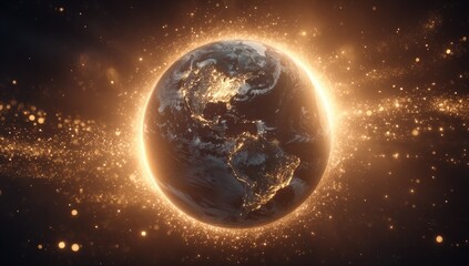 Fototapeta premium Earth, radiant, cosmic glow