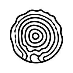 Isolated tree trunk cross section exhibiting concentric annual growth rings