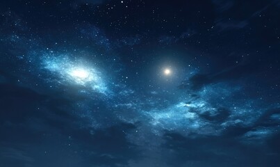 Naklejka premium Deep space, starry night sky, cosmic clouds