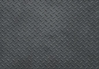 Detailed Close-Up Texture of a Grey Metal Tread Plate with a Diamond Pattern for Industrial Applications