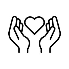 Obraz premium Hands holding heart icon in minimalist line art style 