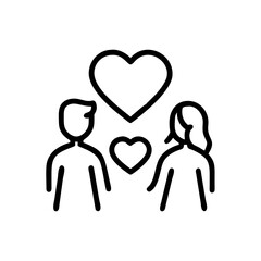Illustration of couple with hearts symbolizing love and connection  