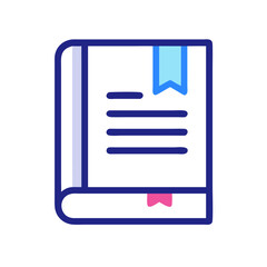 Icon of a book with bookmark showing information and reading material