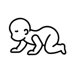 Obraz premium Crawling baby in outline style on white background 