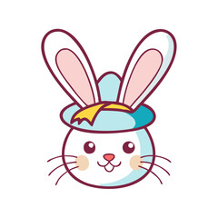 Cute Bunny Cartoon Character Wearing a Hat Ready for Easter Fun