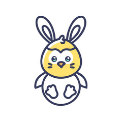 Cute cartoon bunny chick hybrid animal illustration on a white background