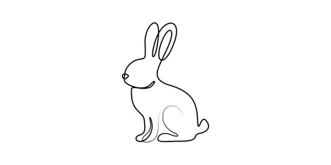 Continuous one line drawing of rabbit. Single line outline of rabbit sketch logo concept. Doodle vector illustration