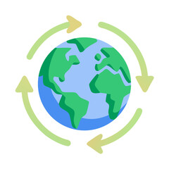 Illustration of Earth surrounded by arrows symbolizing sustainability and recycling efforts