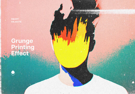 Grunge Print Effect Mockup