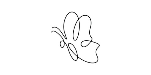 Continuous one line drawing of black line butterfly vector illustration