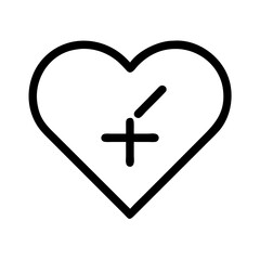 Obraz premium Heart with a plus sign and slash, representing addition, healthcare, or love
