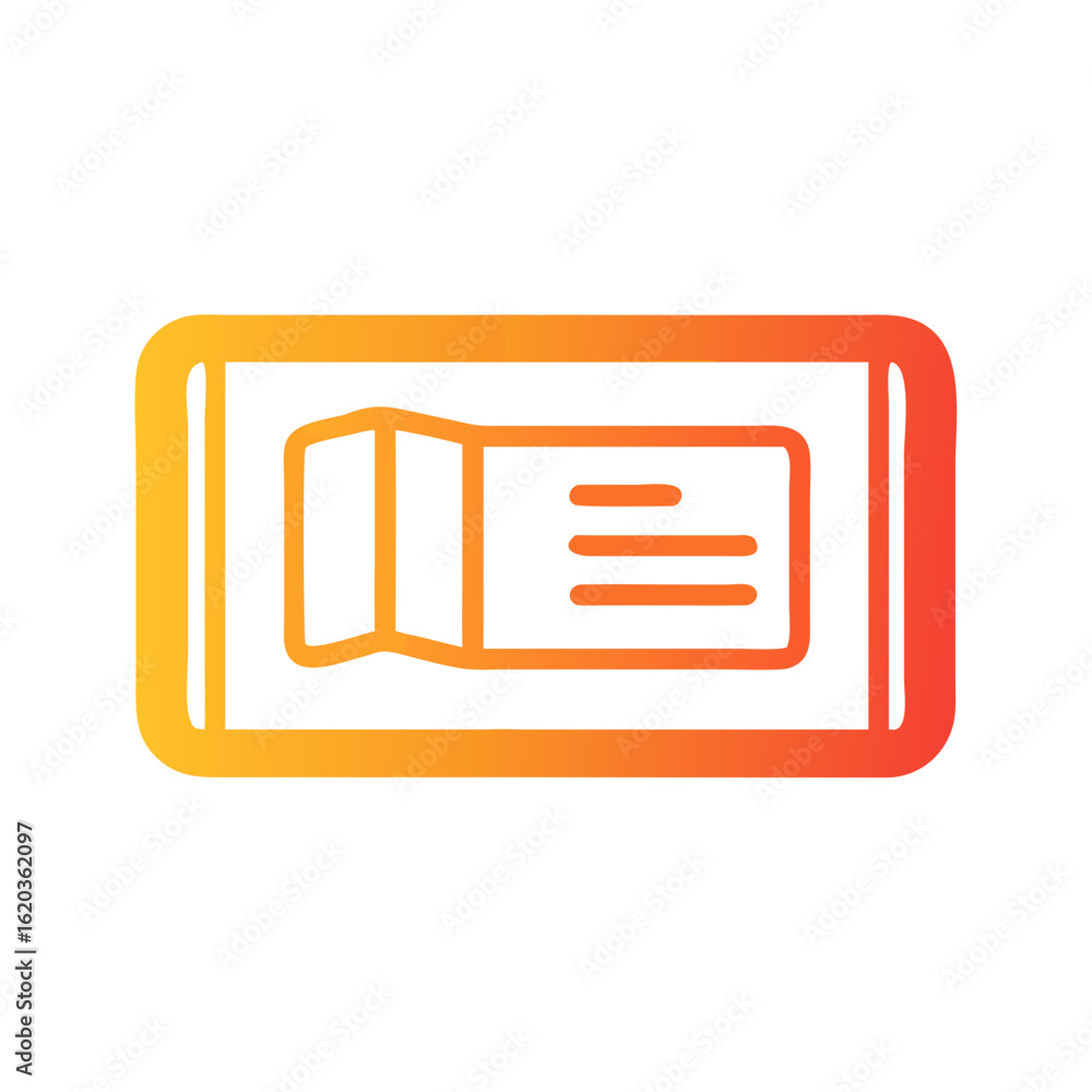 Poster vector graphics representation of a mobile phone ticket with orange gradient