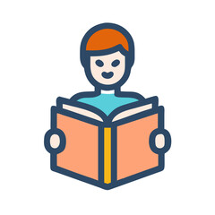 Stylized Image of a Person Reading a Book with Colorful Details