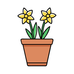 Cartoon flowers in a pot showcasing spring, gardening, and floral design themes